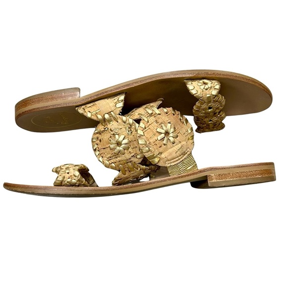 Jack Rogers Gold Cork Circle Slide Sandals | Size 6.5M - Picture 3 of 8
